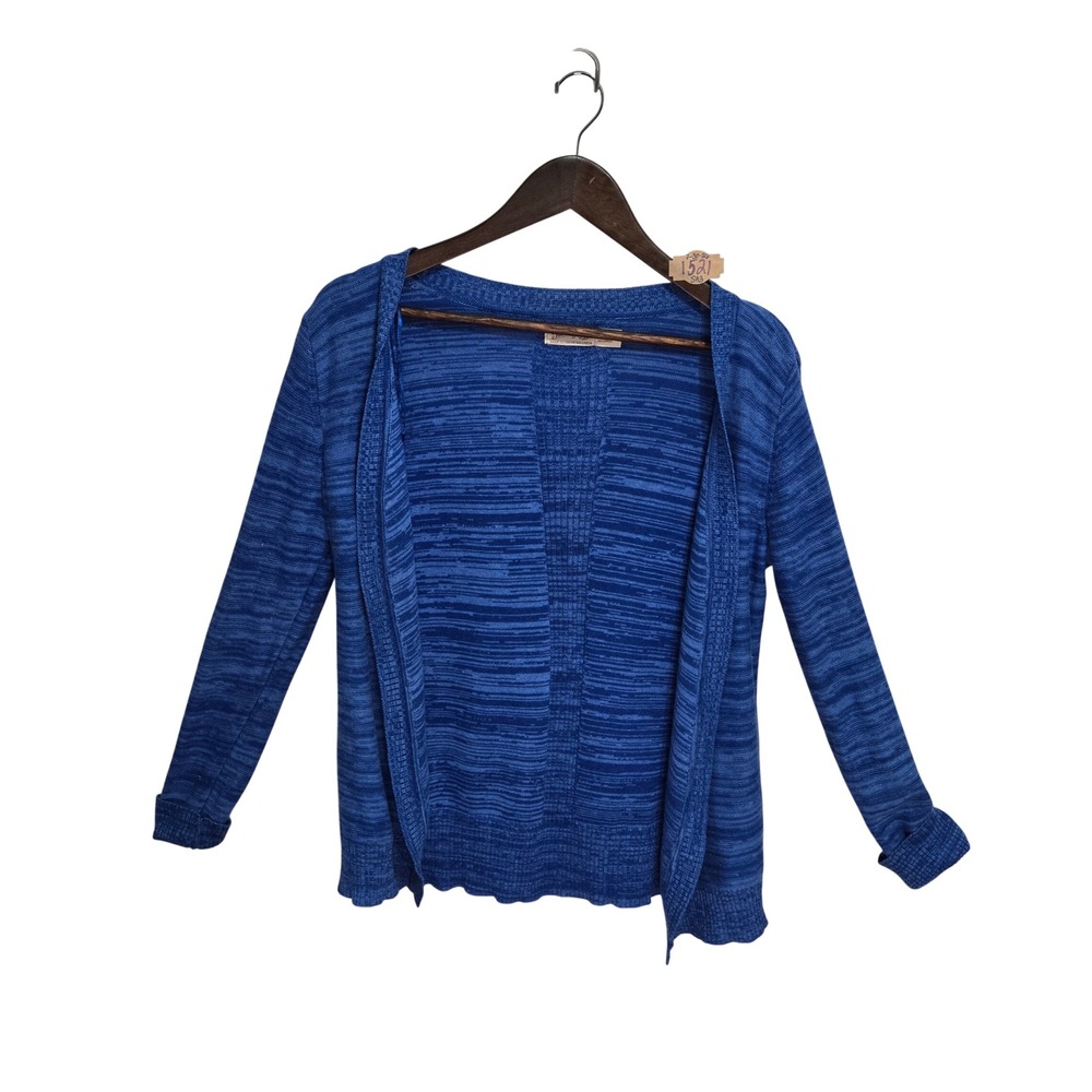 VTG 90s Faded Glory Womens Blue Space Dye Open Front Cardigan Sweater Size S 4-6